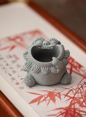 青沙石佛像盆景微景观装饰防石雕鱼缸水族弥勒佛造景狮子摆件神龙