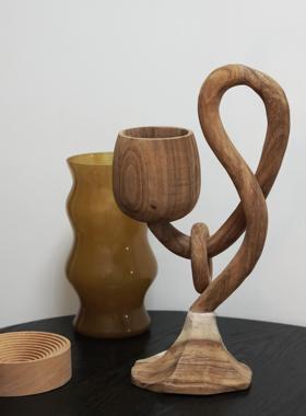 一枚橙 侘寂风覆古木制摆件民宿样板房别墅客厅电视柜实木装饰品