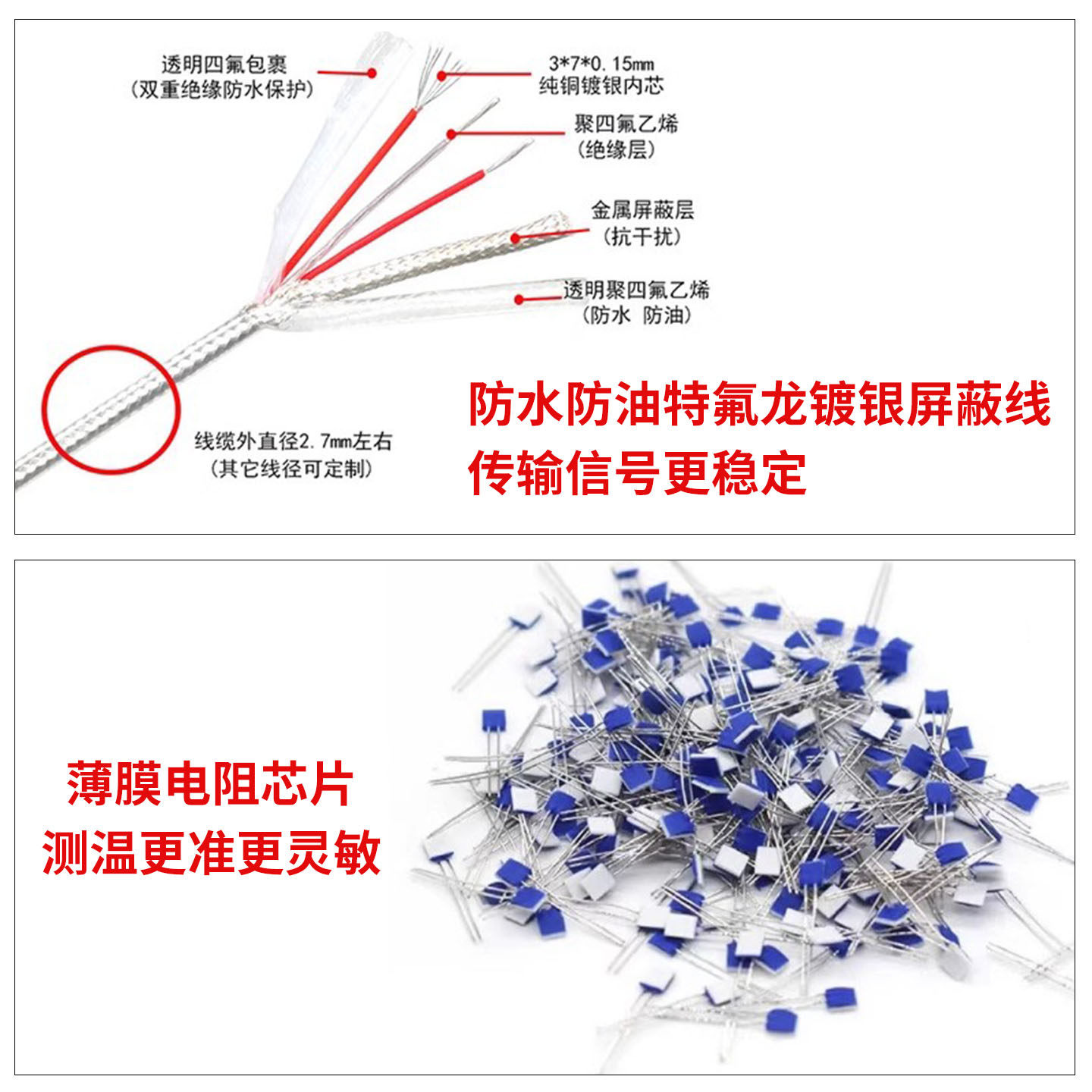 pt100温度传感器滚槽感温探头防水测温线K热电偶高精度铂热电阻,淘宝优惠券,粉丝福利购,淘宝优惠卷