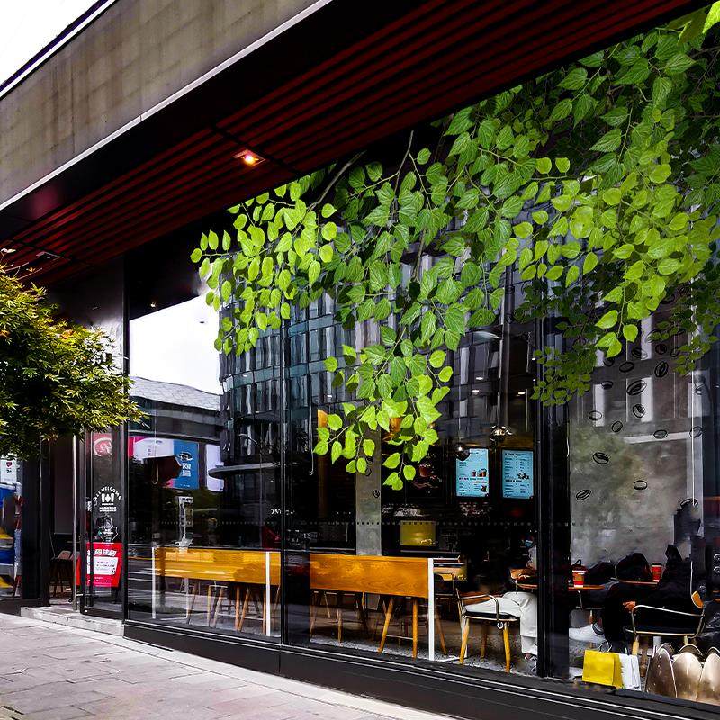 夏日绿植店铺橱窗玻璃门贴纸咖啡网红店氛围装饰静电无胶贴高级感,淘宝优惠券,粉丝福利购,淘宝优惠卷