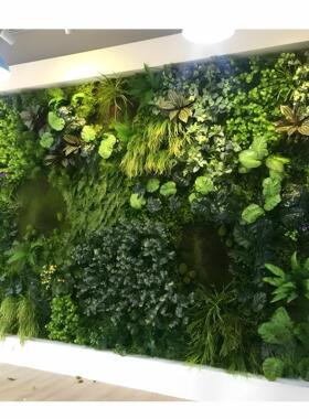 模拟植物墙背景墙门店铺招牌装饰花墙绿色塑料假花桉树绿色植物墙
