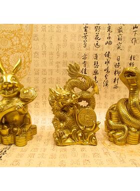 纯铜十二生肖摆件大号铜鼠牛虎兔龙蛇马羊猴鸡狗猪工艺品家居摆设