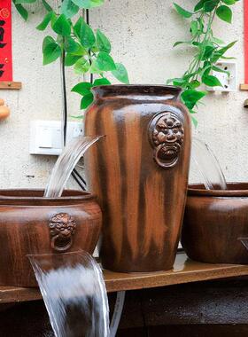 全套造景生态流水陶罐瀑布循环水养鱼覆古过滤器摆件鱼池古法鱼缸