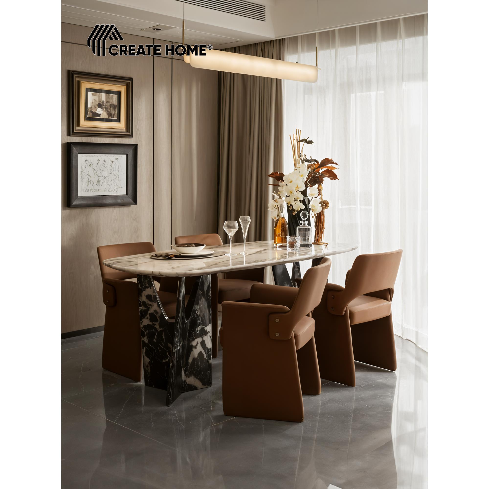 意式极简Glover餐椅设计师款客厅现代简约靠背休闲椅单人扶手椅子 - 图0