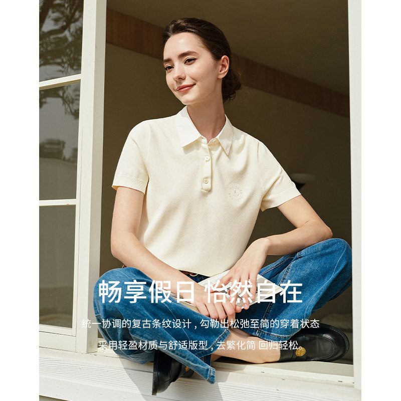 Navigare意大利小帆船抗菌短袖女T恤2026夏季新款百搭翻领POLO衫,淘宝优惠券,粉丝福利购,淘宝优惠卷