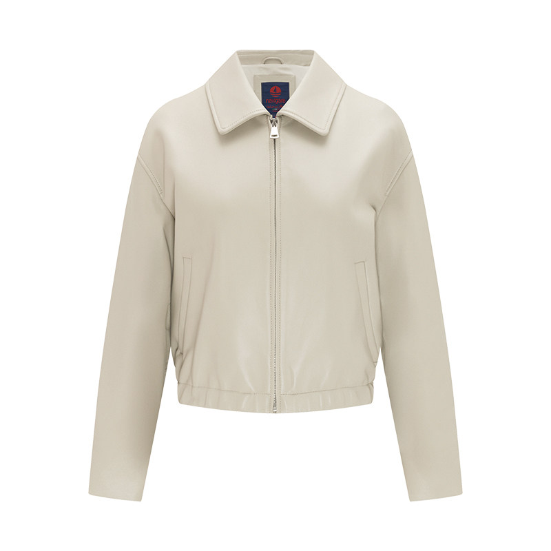 Navigare意大利小帆船休闲短款皮衣女秋季新款翻领百搭皮夹克外套,淘宝优惠券,粉丝福利购,淘宝优惠卷