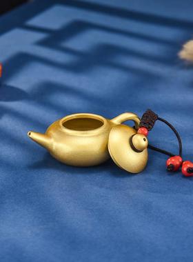 铜掌柜把把壶手把件纯黄铜可开盖把把胡文玩马上胡打麻将减压神器