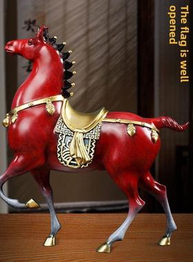 全铜马饰品红色吉祥唐马办公室客厅家居装饰马成功开幕礼品