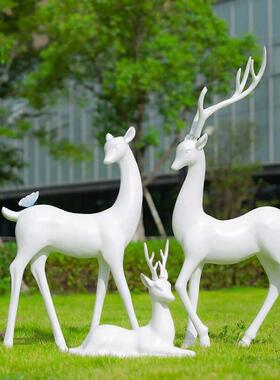 玻璃纤维雕塑模拟梅花鹿大型饰品房地产户外园林绿化彷铜动物饰品