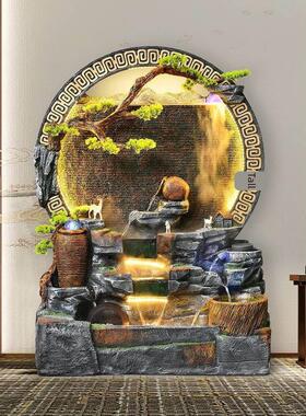 水幕墙流水屏风隔断公司前台装饰品玄关风水鱼缸大号招财落地摆件