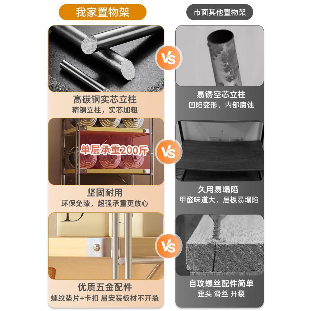 置物架落地原木风书架仓储货架客厅阳台架子厨房展示架家用储物架,淘宝优惠券,粉丝福利购,淘宝优惠卷