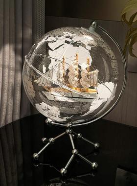 帆船地球仪摆件氛围感轻奢高档客厅电视柜书房床头柜办公室装饰品