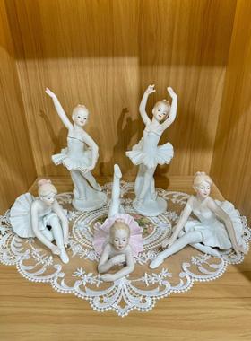 外贸西洋人物芭蕾少女雅致陶瓷人物瓷偶弹钢琴摆件桌面展厅收藏品