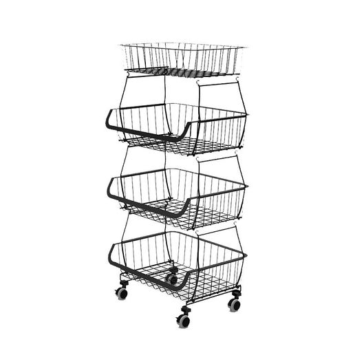 厨房蔬菜置物架落地多层可移动蔬菜篮用品家用大全收X纳沥水篮架 - 图1