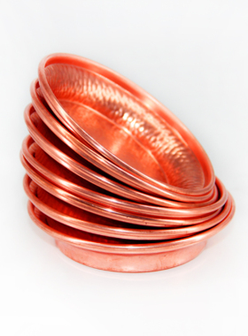 藏密坊 法会朵玛供盘小碟子红铜紫铜手工打磨供一套七个 烟供盘