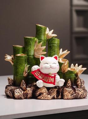 新中国风上升入口大厅幸运猫财富装饰品高端客厅办公室装饰品乔迁