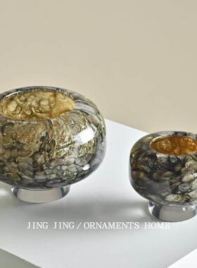 覆古岩石质感玻璃花瓶艺术高端无障碍豪华插花室内餐桌咖啡桌桌花