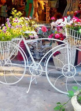 田园铁艺自行车花架子欧式创意摆件家具饰品商场店铺橱窗装饰道具