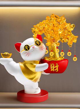 发财树招财猫摆件开业礼物店铺收银柜台家居客厅装饰品乔迁新居礼