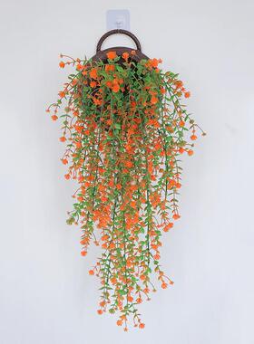 室内绿植仿真花尤加利茶花藤条假花吊篮壁挂客厅玄关房间墙面装饰