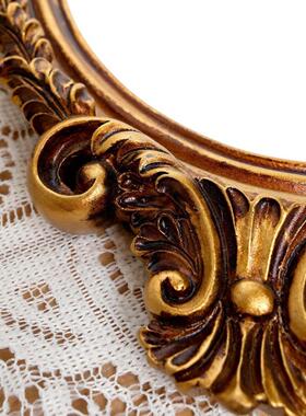 法式覆古宫廷巴洛克风格金色古典轻奢树脂雕花化妆镜椭圆形可壁挂