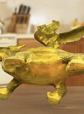 纯铜独占ao头摆件金鸡踏龙龟金榜题名家居工艺品办公室装饰品摆件