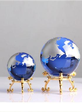 欧式水晶球地球仪摆件客厅装饰品足球家居办公室礼品手工艺黄色球