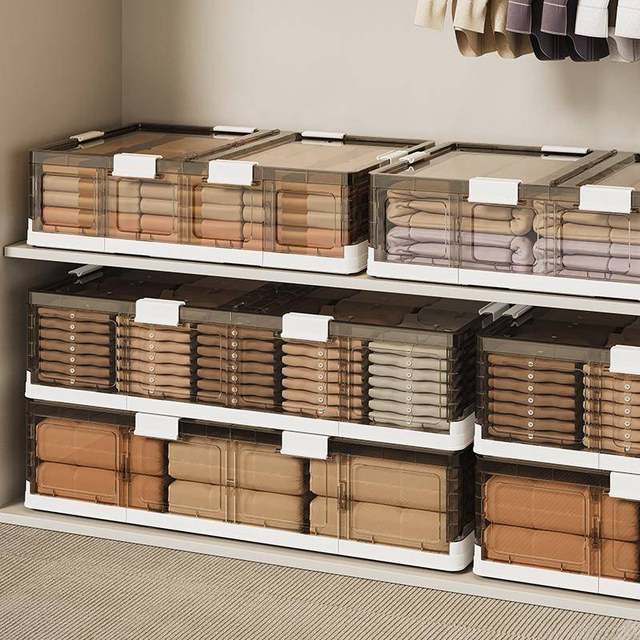 Under-bed storage box flat household plastic large capacity quilt clothes under-bed storage and finishing box foldable