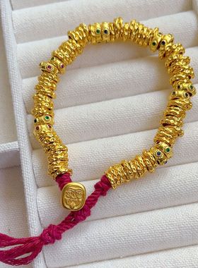 古法沙金黄财神手链女太铃盘缠沙金手链珐琅久不掉色送女友礼物