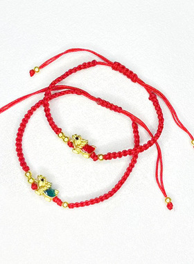 2024龙年本命年情侣红绳手链手工编织龙龟手绳国风女生手饰批发