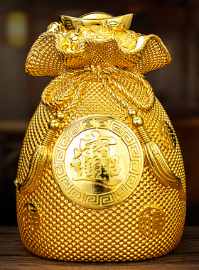 2023新款聚宝盆摆件金钱袋招财存钱罐储钱罐开店开业礼物只进不出