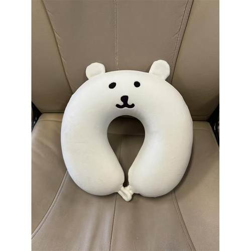 u型枕旅行可携式自嘲熊记忆棉可爱护颈午睡枕u形枕头飞机睡觉毛绒 - 图1