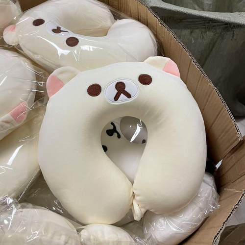 u型枕旅行可携式自嘲熊记忆棉可爱护颈午睡枕u形枕头飞机睡觉毛绒 - 图2