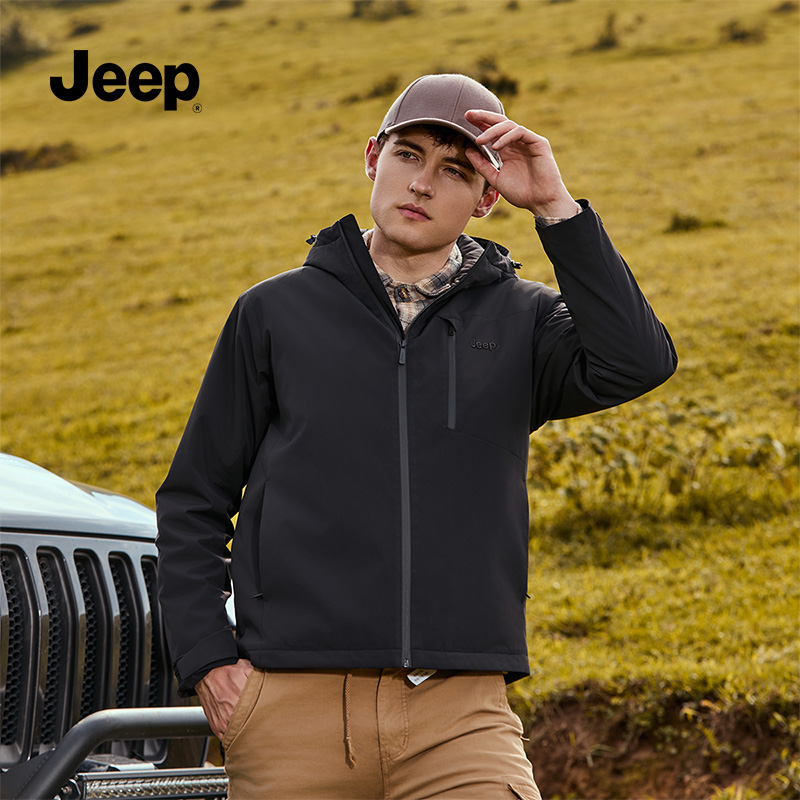 Jeep吉普棉服男款冬季2025新款加绒加厚保暖棉衣户外运动冲锋外套