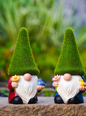 【特价】跨境植绒地精树脂摆件可爱侏儒矮人家居庭院工艺品装饰品