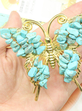 天然水晶碎石蝴蝶摆件手工制作家居装饰桌面水晶工艺品跨境热销