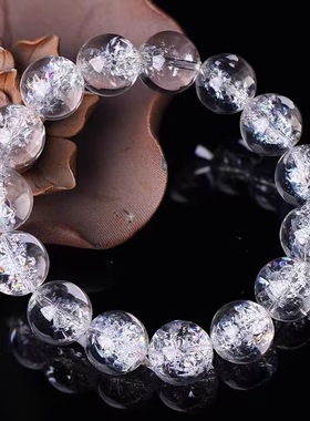 巴西白水晶手链 七彩喜马拉雅白水晶手串女款DIY散珠首饰品礼物