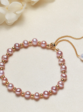 厂家批发小饰品摆摊手链 跨境5mm近圆拉升珍珠手链 手饰