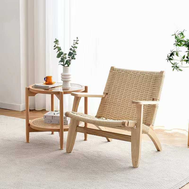 日式藤编实木沙发椅客厅椅子绳编靠背沙发阳台阅读椅环保水性漆,淘宝优惠券,粉丝福利购,淘宝优惠卷