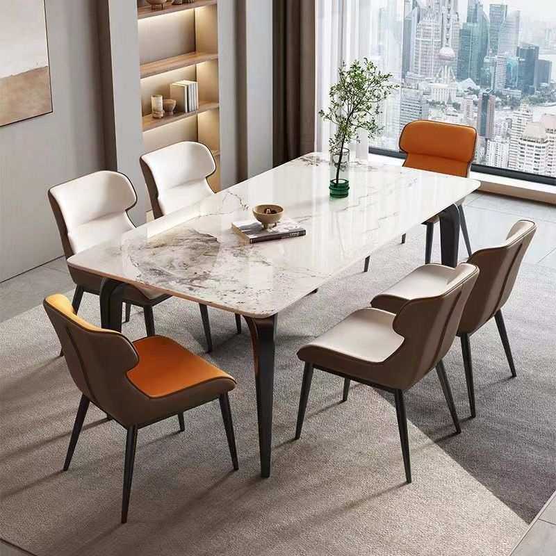 岩板餐桌家用小户型现代简约长方形吃饭桌子轻奢大理石餐桌椅组合,淘宝优惠券,粉丝福利购,淘宝优惠卷