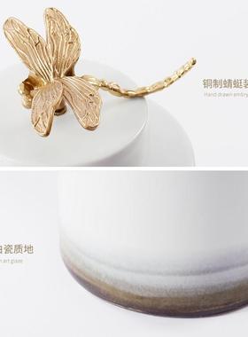 现代新中式水墨陶瓷罐摆件样板酒店客厅玄关桌电视柜摆设软装饰品