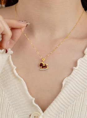 s925纯银红玛瑙马上有钱吊坠