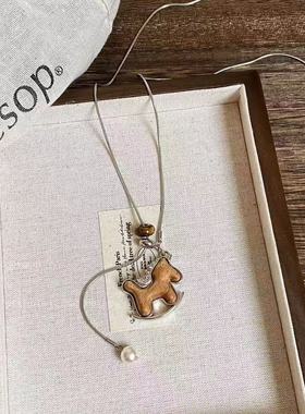 复古木质小马项链2454