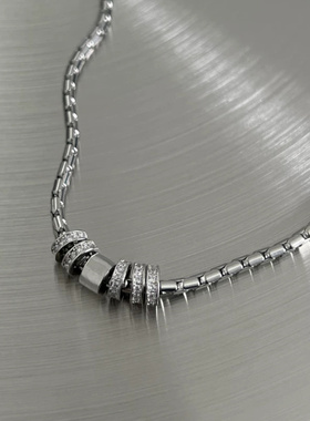 钛钢银色圆环锁骨链轻奢小众