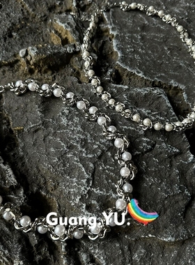 钛钢珍珠项链男款小众设计高级感不规则链条气质锁骨链饰品潮流