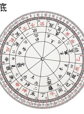 简易八卦二十四山立极尺24山透明罗盘绘图尺测量户型定位仪立极规