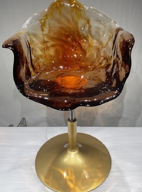 抽象透明树脂花瓣椅子吧台旋转凳子室内酒店客厅S软装抽象雕塑摆