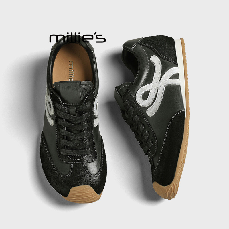 MILLIE'S/妙丽德训鞋女2025厚底小个子休闲板鞋透气软底运动鞋秋,淘宝优惠券,粉丝福利购,淘宝优惠卷