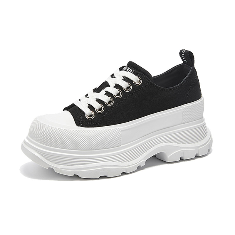 MILLIE'S/妙丽厚底帆布鞋女2025春季新款小个子增高运动休闲板鞋,淘宝优惠券,粉丝福利购,淘宝优惠卷