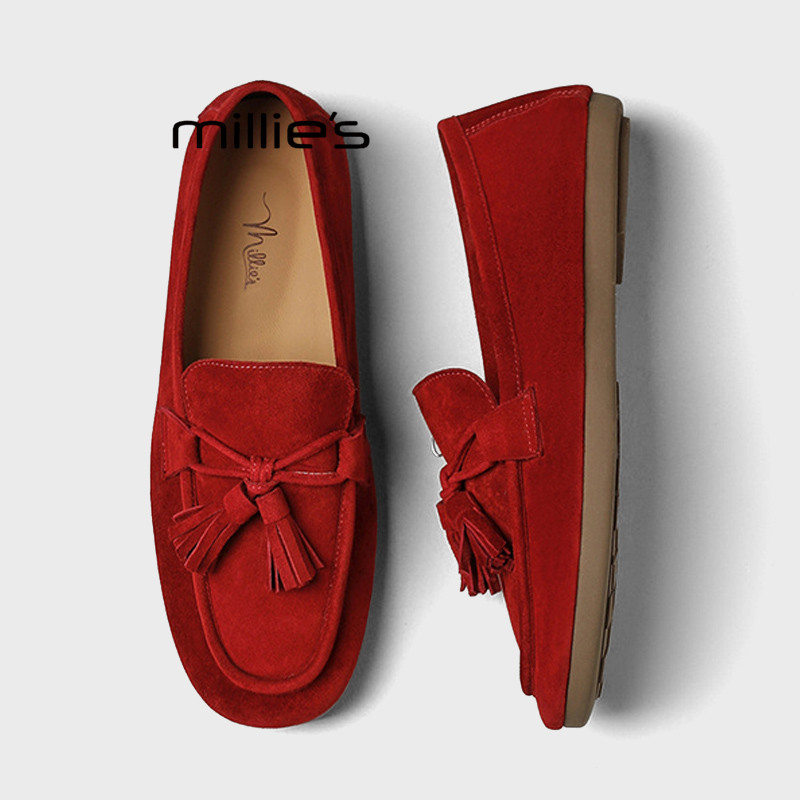 MILLIE'S/妙丽流苏乐福女鞋2026春款平底圆头软底百搭豆豆鞋单鞋,淘宝优惠券,粉丝福利购,淘宝优惠卷